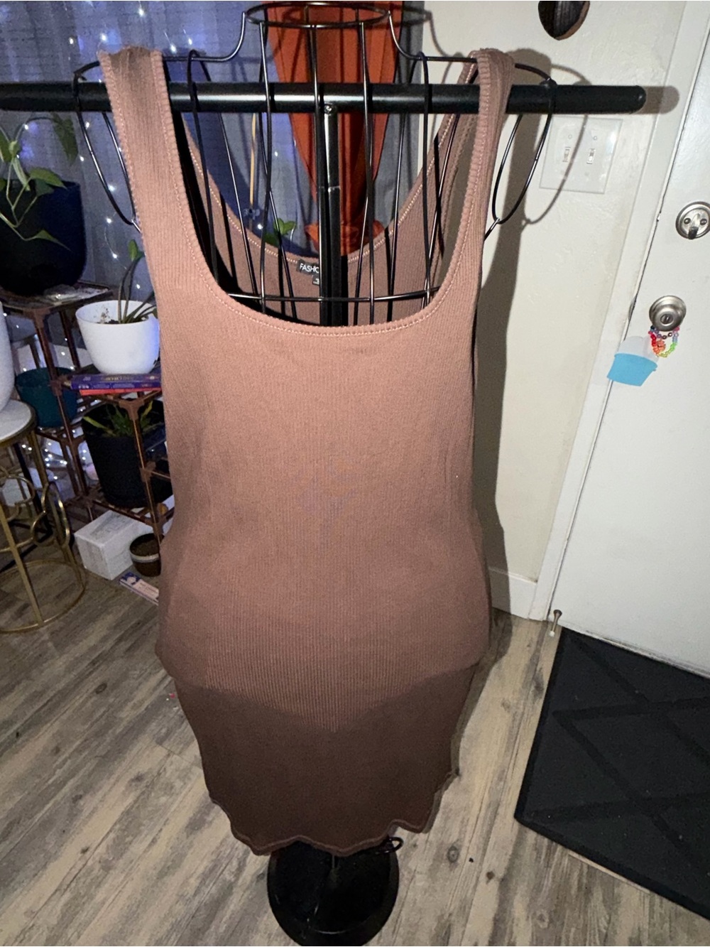 Fashion Nova Brown Ribbed Midi Tank Dress